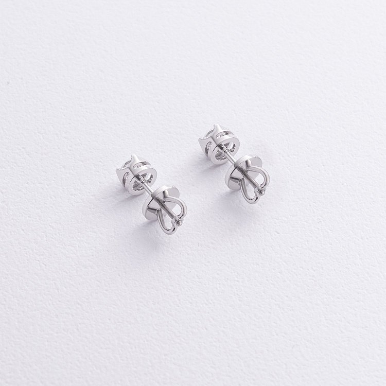 Серьги - пусеты с бриллиантами (белое золото) 342141121 от ювелирного магазина Оникс - 2