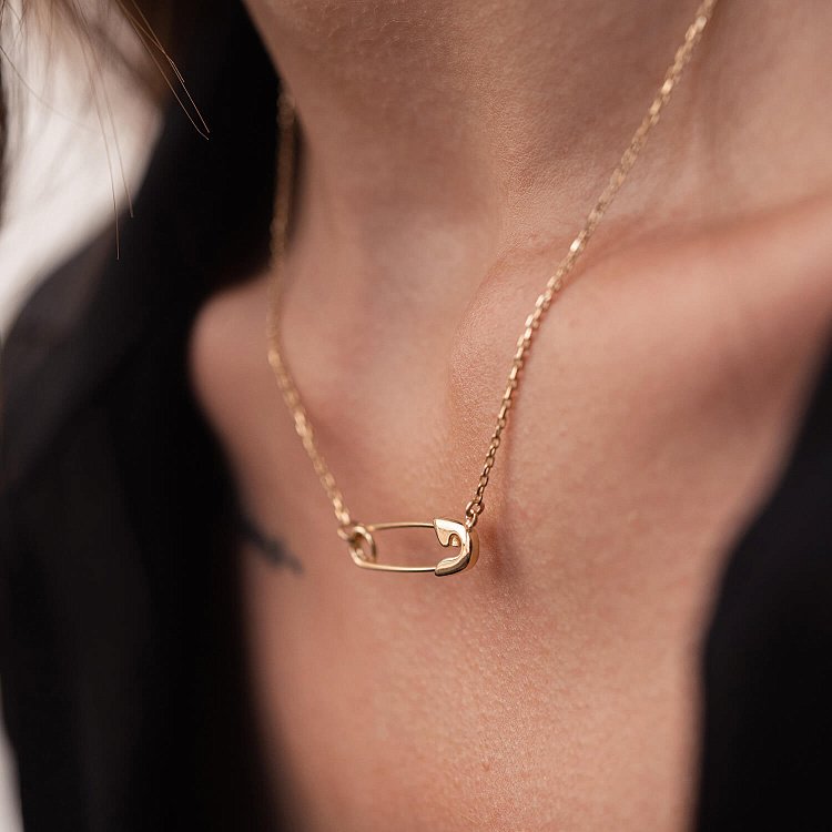 Колье "Булавка" в желтом золоте кол02254 от ювелирного магазина Оникс - 8