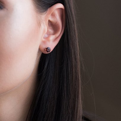 Золоті сережки-пусети з піропом с06307 №2