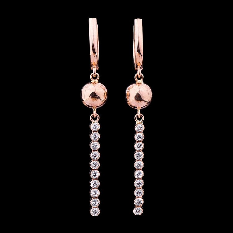 Серьги "Шарики" (фианиты) с01314 от ювелирного магазина Оникс - 1