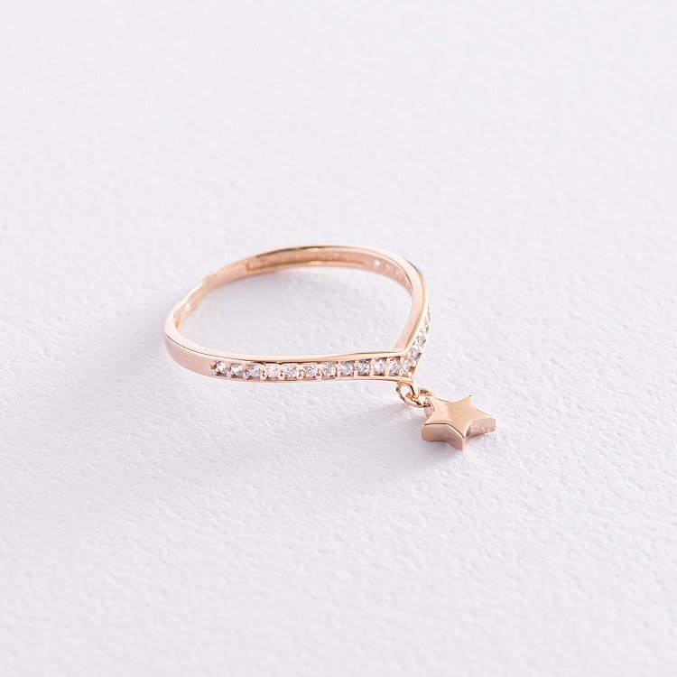 Золотое кольцо "Звездочка" с фианитами к06821 - 3 Золотое кольцо "Звездочка" с фианитами к06821 от ювелирного магазина Оникс - 3