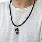 Мужской православный крест из эбенового дерева и золота "Распятие. Спаси и Сохрани" п0025ж от ювелирного магазина Оникс - 1