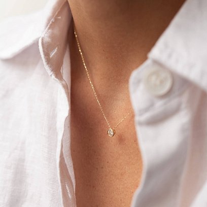 Кольє з одним фіанітом (жовте золото) кол02282 №6
