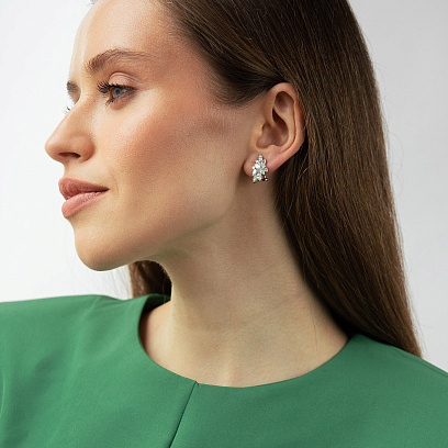 Сережки в білому золоті (діаманти) сб0694cha №4