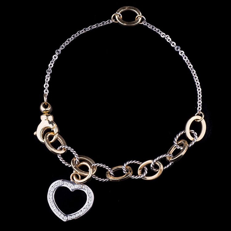 Золотой браслет из белого и желтого золота б01550 от ювелирного магазина Оникс