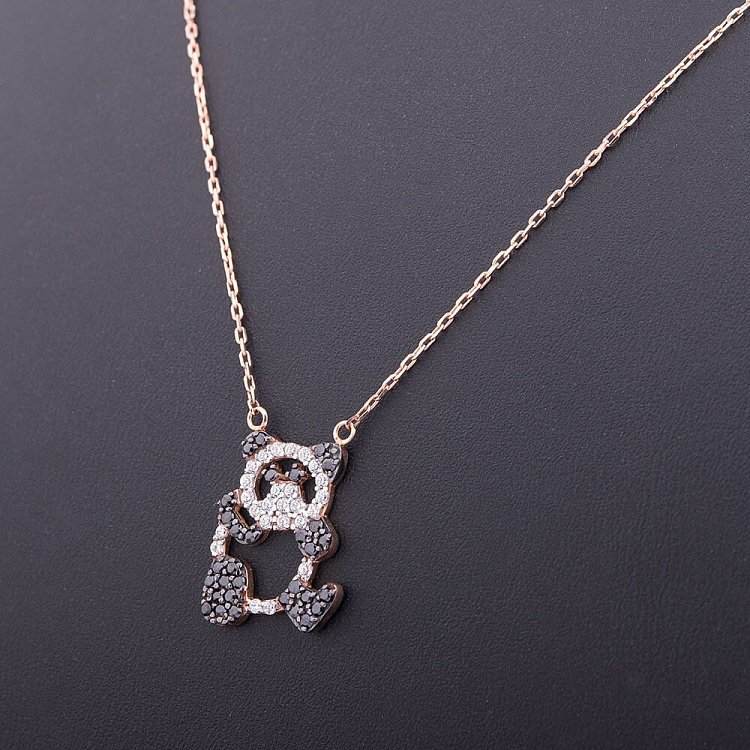 Золоте кольє "Панда" з фіанітами кол00332 від ювелірного магазину Онікс - 1