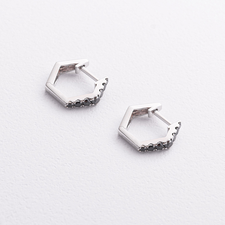 Золоті сережки з чорними діамантами сб0666ca від ювелірного магазину Онікс - 1