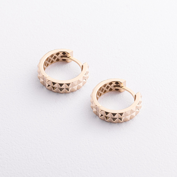 Сережки - кільця в жовтому золоті с09659 від ювелірного магазину Онікс - 1