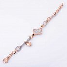 Браслет "Клевер" с красного и белого золота с фианитами б02417 от ювелирного магазина Оникс - 1