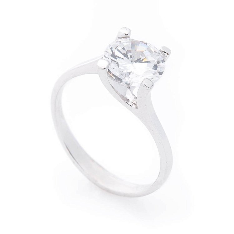 Золотое помолвочное кольцо с фианитом к02599 от ювелирного магазина Оникс