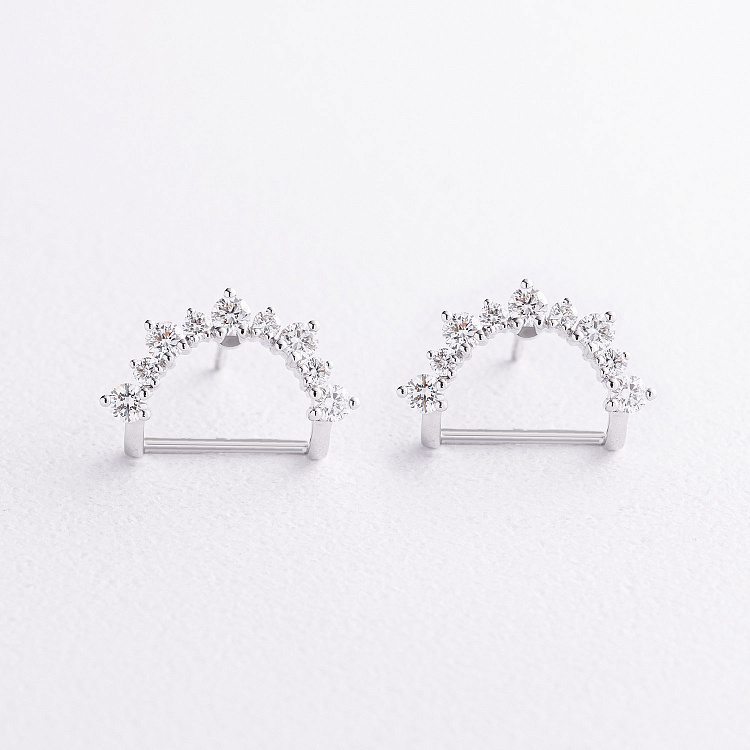 Сережки - пусети в білому золоті (діаманти) сб0714sm від ювелірного магазину Онікс