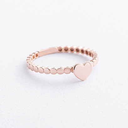Каблучка "Серце" в червоному золоті к08484