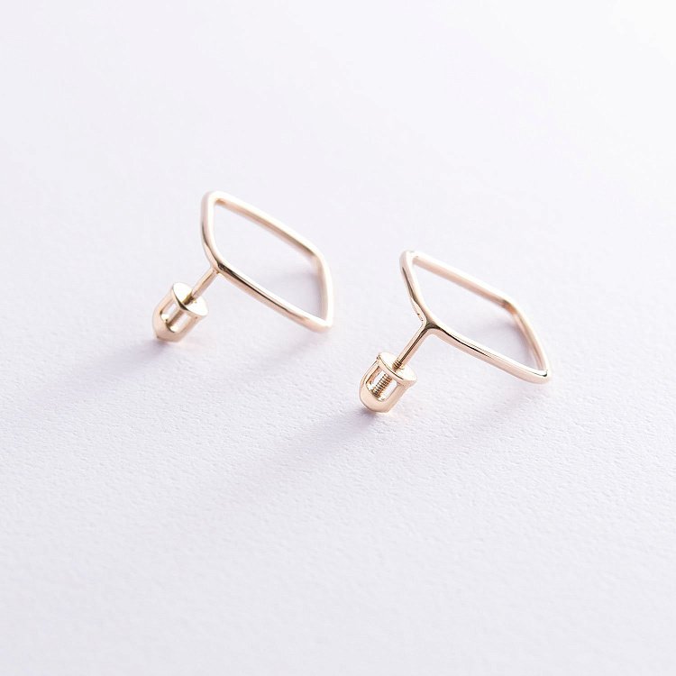 Золоті сережки - пусети "Ромб" с06967 від ювелірного магазину Онікс - 2