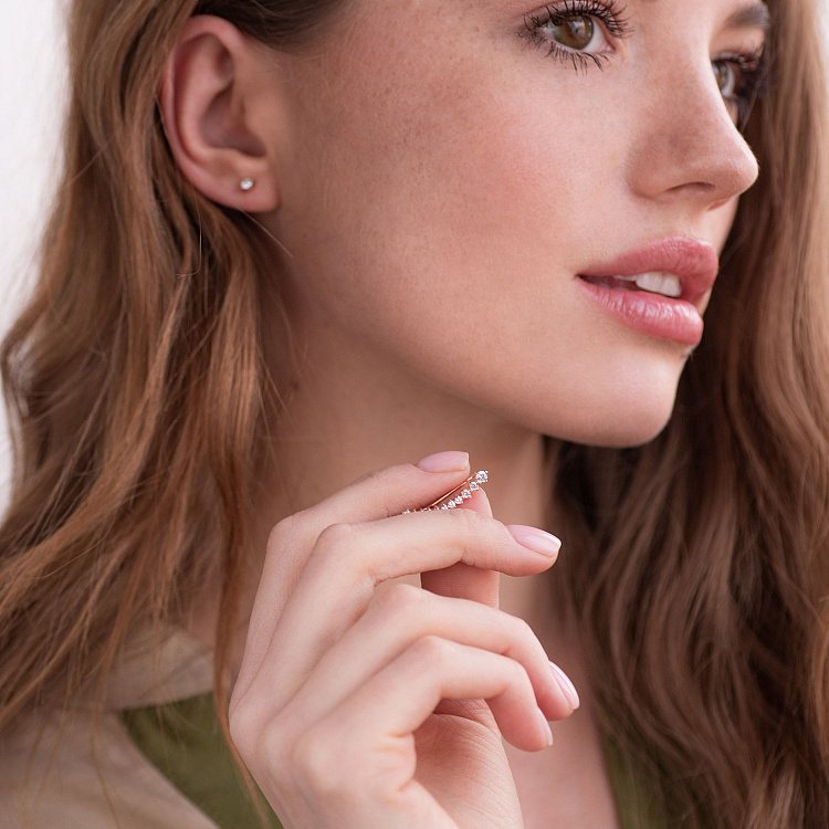 Сережки - клаймбери "Оригінальність" в червоному золоті с07046 від ювелірного магазину Онікс - 2