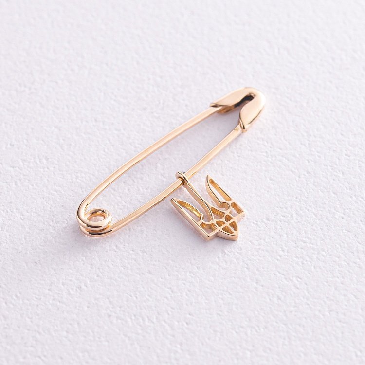 Золотая булавка "Герб Украины - Тризуб" зак00333 от ювелирного магазина Оникс - 5