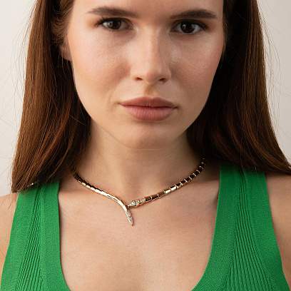 Колье "Змея" в красном золоте (фианиты) кол02589 №4