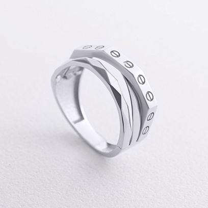 Кольцо "Love" в белом золоте к07432