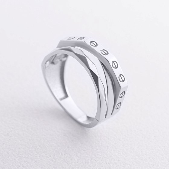 Кольцо "Love" в белом золоте к07432