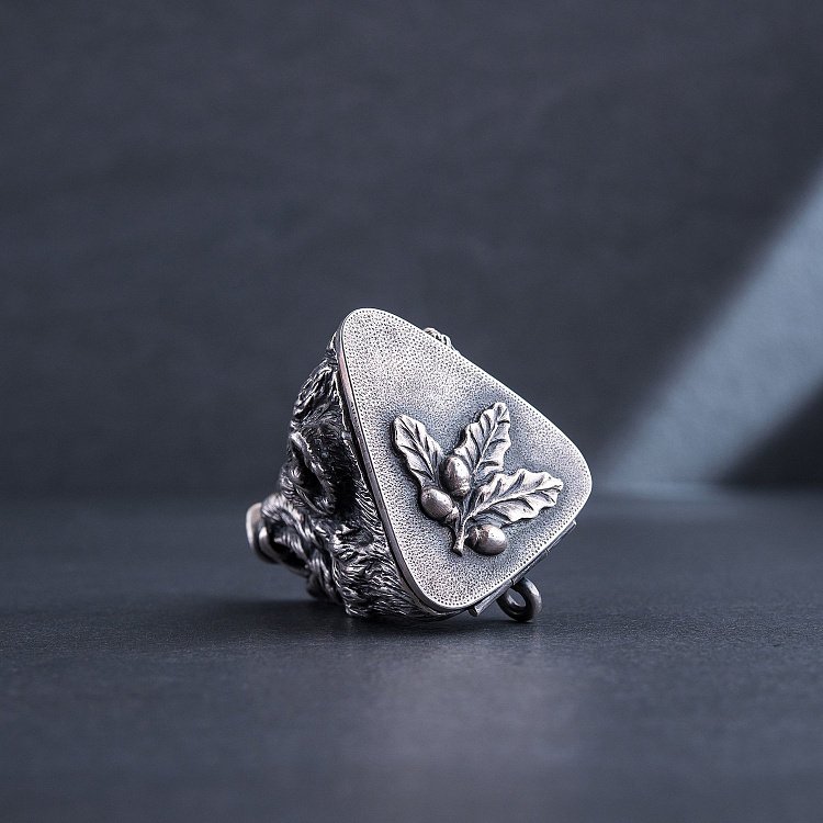 Серебряная табачница ручной работы "Кабан" гол.кабан. от ювелирного магазина Оникс - 2