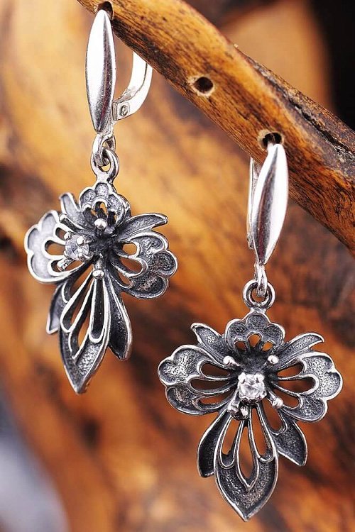 Серьги "Цветочек" 12223а от ювелирного магазина Оникс - 1