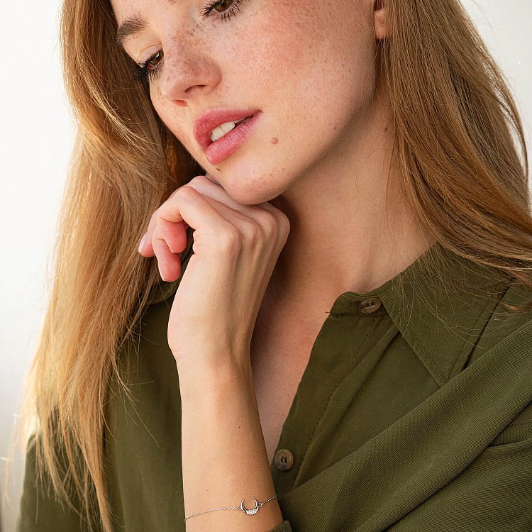 Браслет "Лунниця" у білому золоті (фіаніти) б05095 від ювелірного магазину Онікс - 3