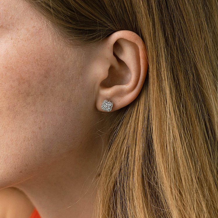 Золотые серьги - пусеты "Клевер" (бриллианты) 333811121 от ювелирного магазина Оникс - 8