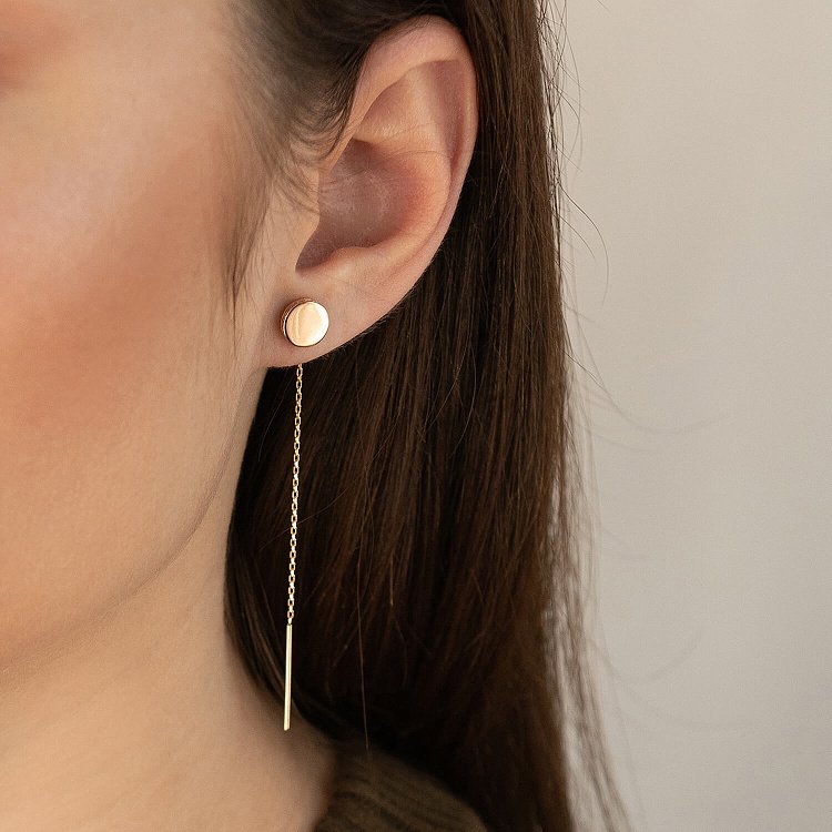 Серьги-протяжки в красном золоте с фианитами с06727 Серьги-протяжки в красном золоте с фианитами с06727 от ювелирного магазина Оникс