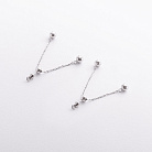 Серьги - пусеты с шариками на цепочке (белое золото) 580142в от ювелирного магазина Оникс - 3