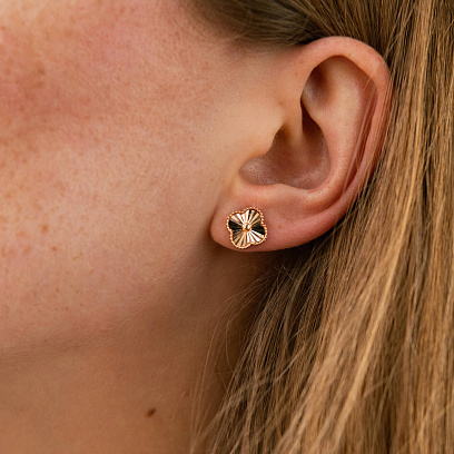 Серьги - пусеты "Клевер" в красном золоте с09207 №4