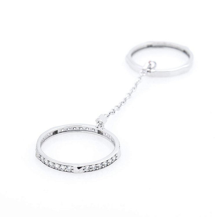 Золота каблучка на дві фаланги з фіанітами к05509 від ювелірного магазину Онікс - 3