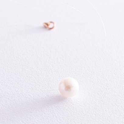 Перлина на лісці з культ. прісн. перлами (золота застібка) кол01109 №2