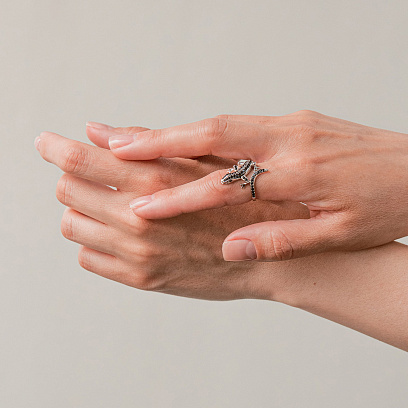 Кольцо "Ящерица" в белое золоте (фианиты) к05996 №8