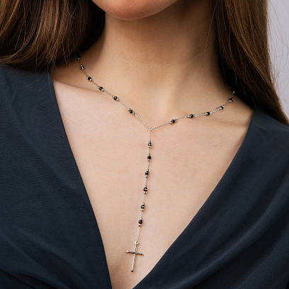 Золотое колье с крестиком (фианиты) кол02594 №8