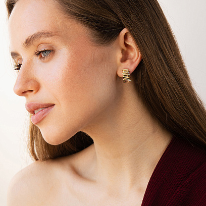Сережки "Agnes" у жовтому золоті с09715 №4
