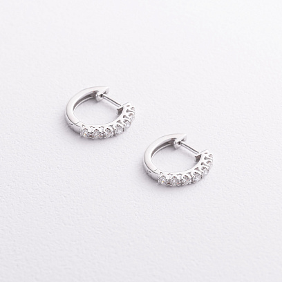 Золоті сережки - кільця з діамантами сб0549mi №2