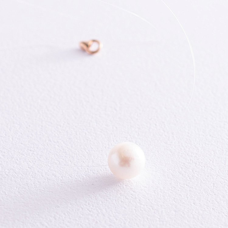 Перлина на лісці з культ. прісн. перлами (золота застібка) кол01109 від ювелірного магазину Онікс - 1