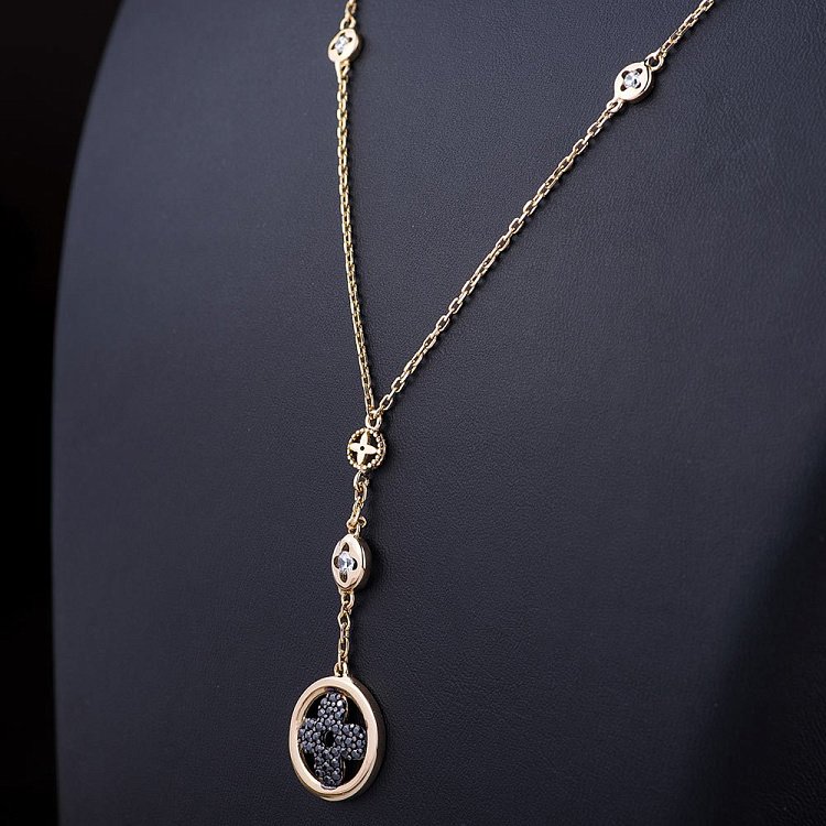 Золотое колье "Клевер" с фианитами кол01048 от ювелирного магазина Оникс