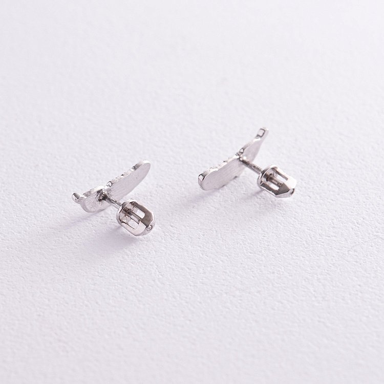 Сережки - пусети "Пір'їнки" у білому золоті с08017 від ювелірного магазину Онікс - 2