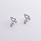 Срібні сережки - пусети "Клевер" з фіанітами 008220 от ювелирного магазина Оникс - 3