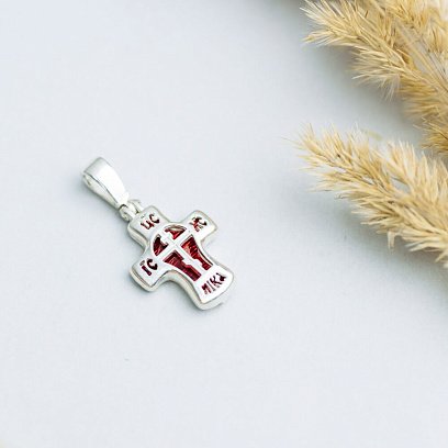 Серебряный крестик с эмалью 132701 №4