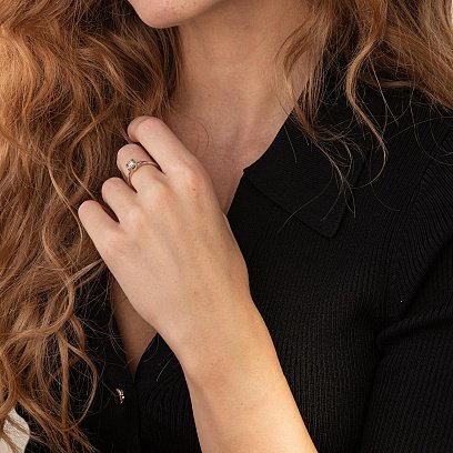 Заручальна золота каблучка "Сердечко" з діамантом кб0414 №6