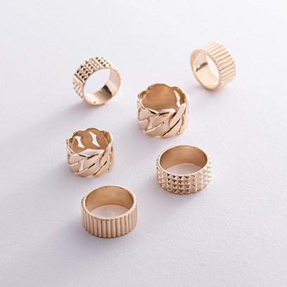 Широка каблучка "Енід" у жовтому золоті к07359 №2