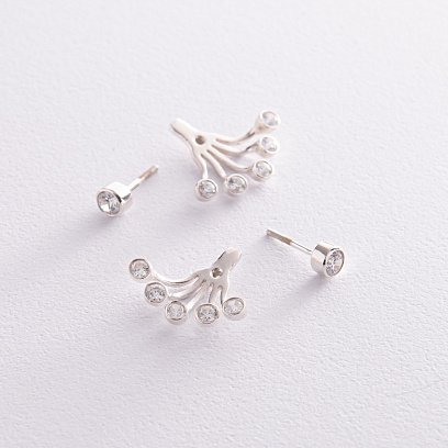 Срібні сережки-пусети з фіанітами 121652 №6