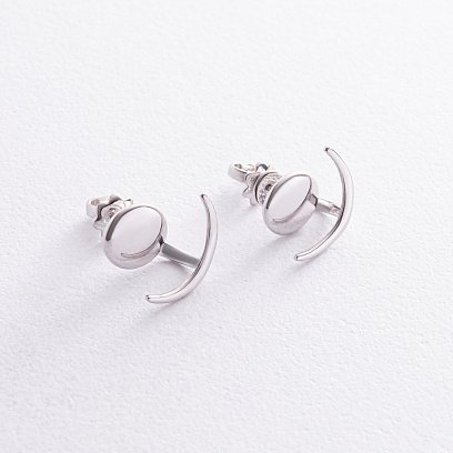 Серьги - джекеты "Селин" в серебре 902-01132 №2