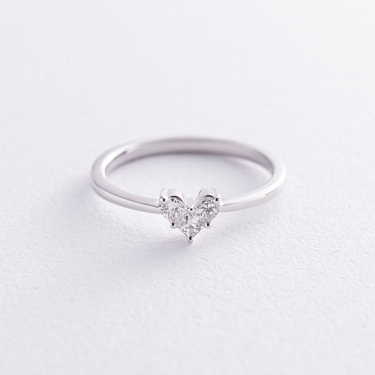 Золотое кольцо "Сердечко" с бриллиантами кб0481nl от ювелирного магазина Оникс