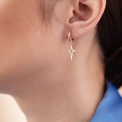 Серьги "Полярная звезда" в желтом золоте с08332 №4