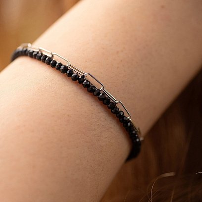 Серебряный двойный браслет (хрусталь) 905-01438 №4