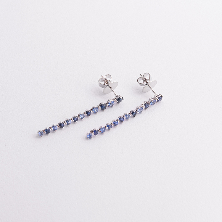 Золотые серьги - пусеты (сапфиры) сб0605nl от ювелирного магазина Оникс - 1