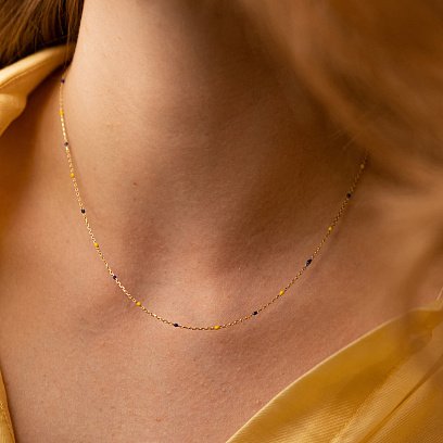 Колье в желтом золоте (синяя и желтая эмаль) кол02536 №3