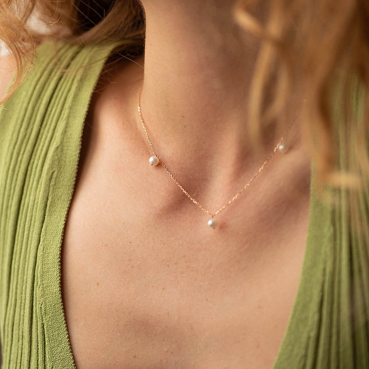 Кольє з перлами (червоне золото) кол02398 від ювелірного магазину Онікс - 6